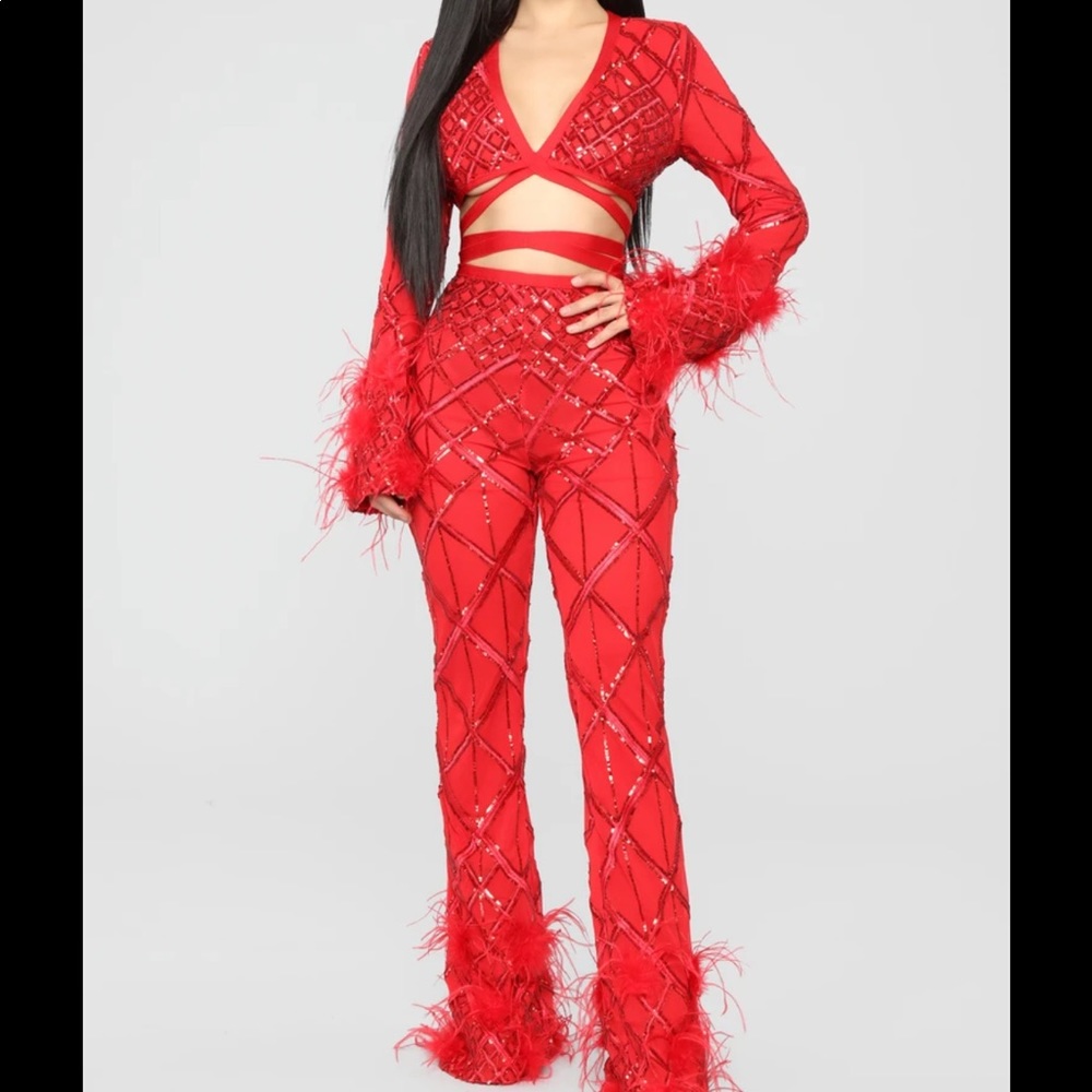 Sequin Two Piece Pant Set